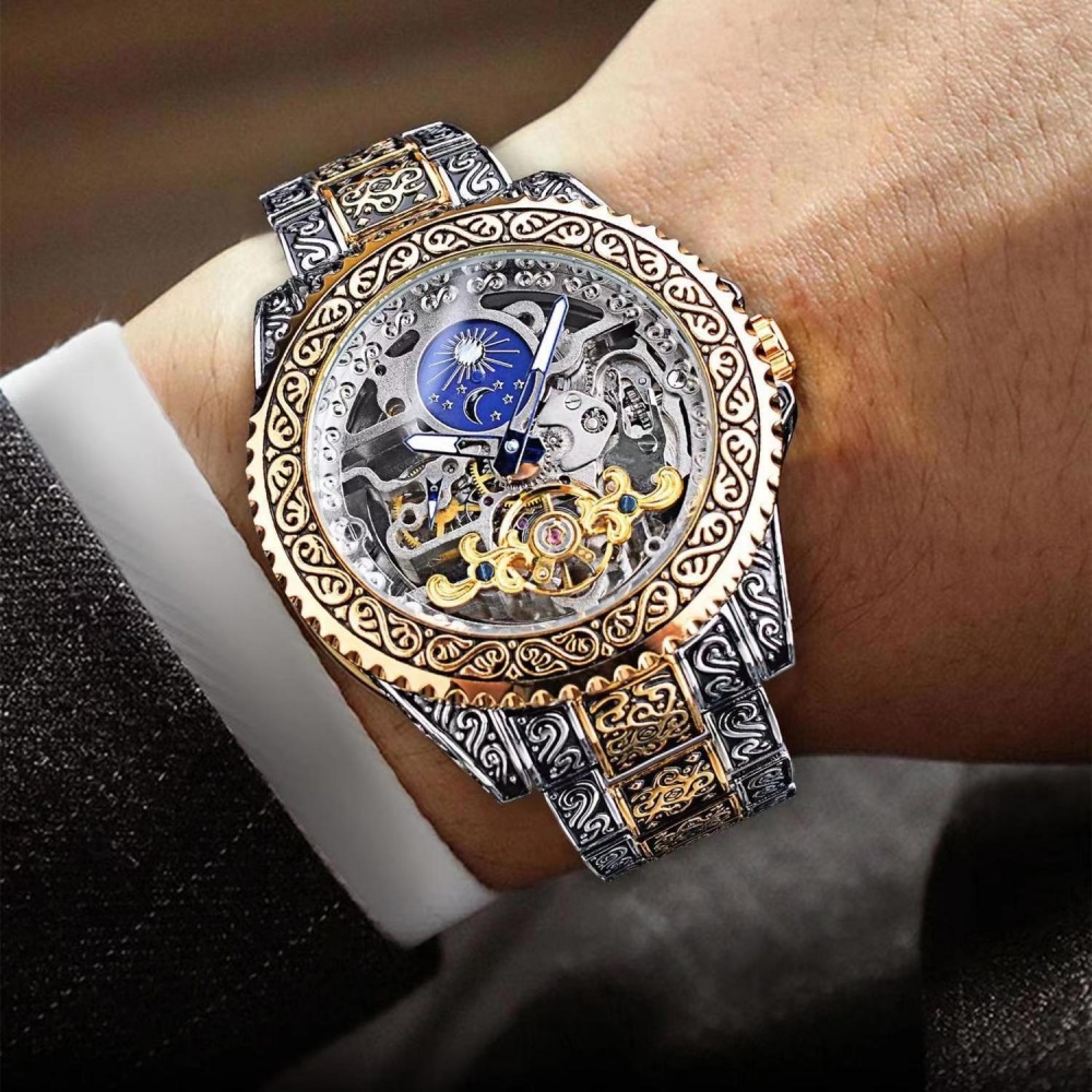 Luxury Watch Engraving - 고급 레트로 남성용 완전 자동 기계식