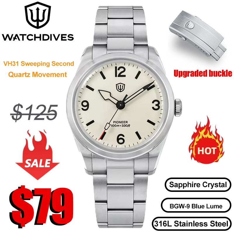 Dress Watch Ultra Thin - Watchdives WD1960S V2 시계 VH31 스윕