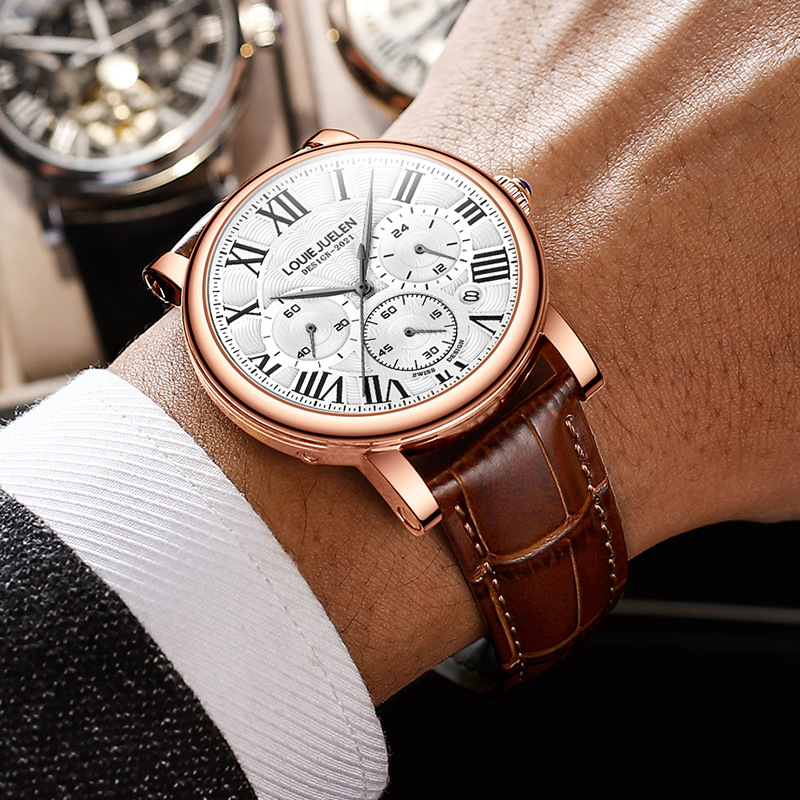 Luxury Watch Longines - 방수 프리미엄 쿼츠 손목시계, 다기능 날짜/캘린더,