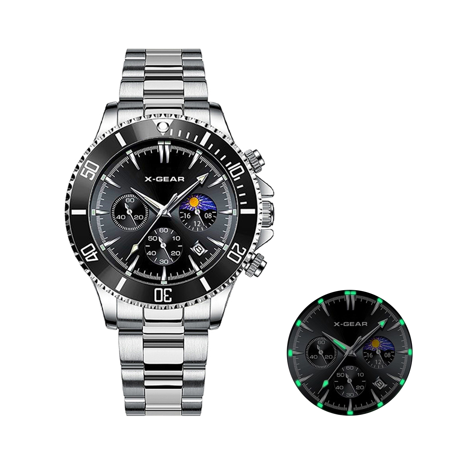 Luxury Watch All Black - X-GEAR 패션 캘린더 남성용 쿼츠 시계