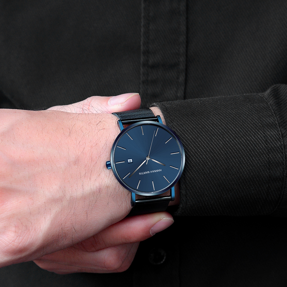 클래식 바우하우스 디자인 남자 시계 진한 파란색 일본  - Dress Watch Ultra Thin 리뷰 및 가격
