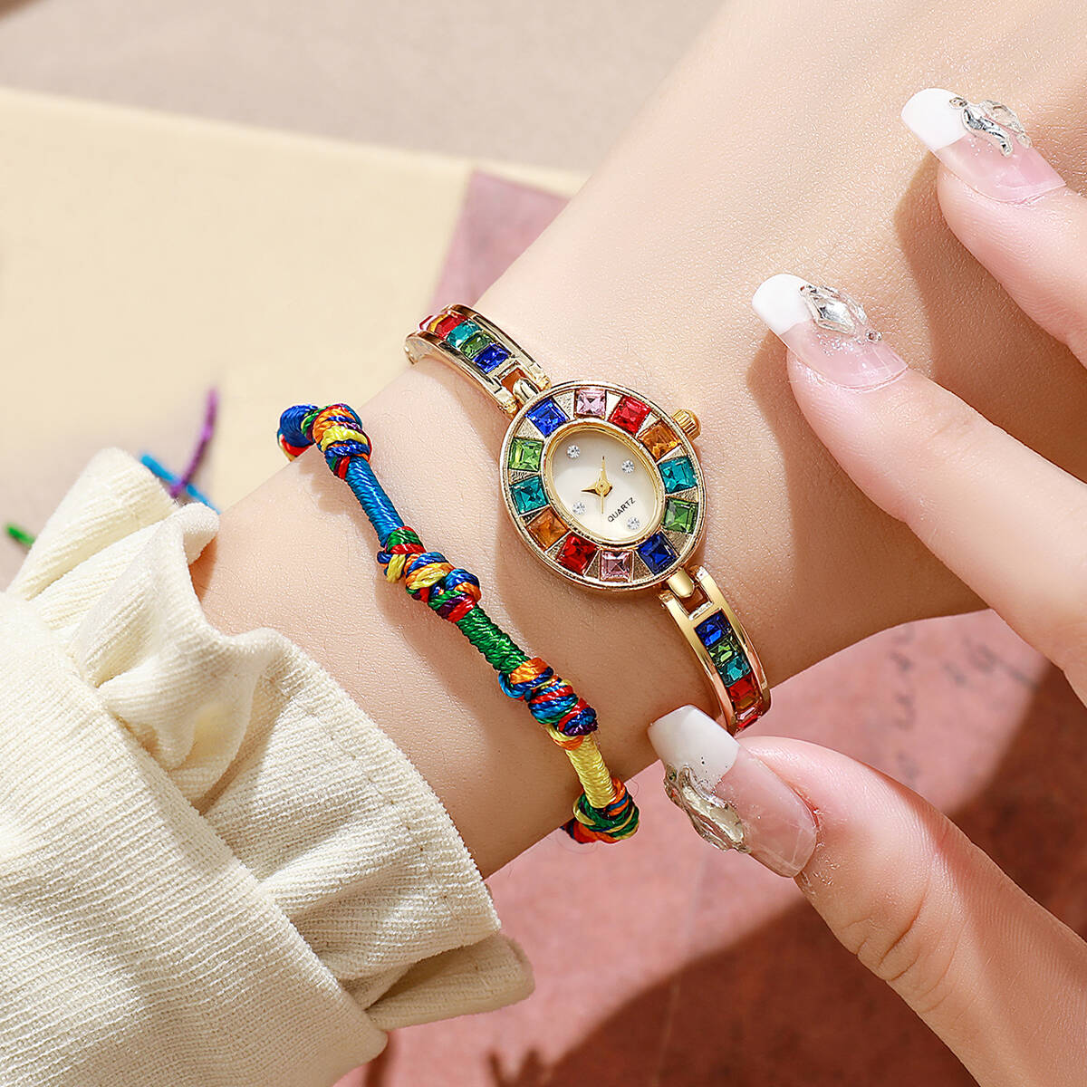 2개/세트 럭셔리 라인스톤 여성용 시계 패션 팔찌 밴드 - Luxury Watch Lady 리뷰 및 가격