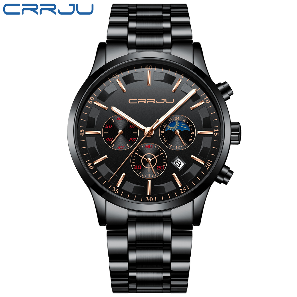 CRRJU-최고 브랜드 럭셔리 패션 비즈니스 쿼츠 시계 - Luxury Watch All Black 리뷰 및 가격
