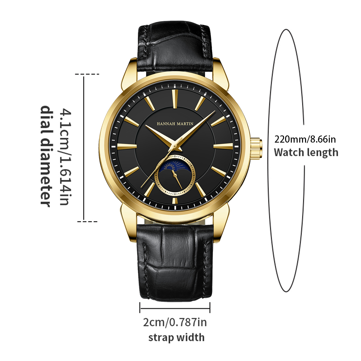 Hannah Martin 남자 다기능 시계 럭셔리 브랜 - Luxury Watch All Black 리뷰 및 가격