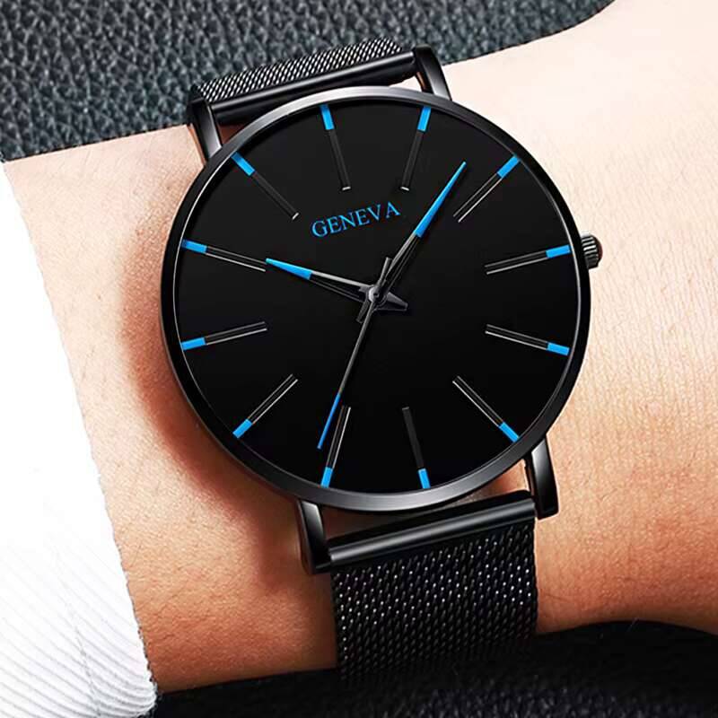 남성용 스테인레스 스틸 메쉬 벨트 쿼츠 시계 팔찌 세트 - Luxury Watch All Black 리뷰 및 가격