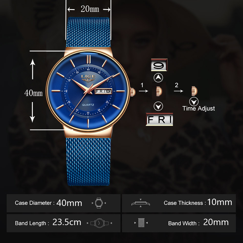 여성 시계 LIGE 최고급 브랜드 럭셔리 날짜 요일 표 - Luxury Watch Top 10 리뷰 및 가격