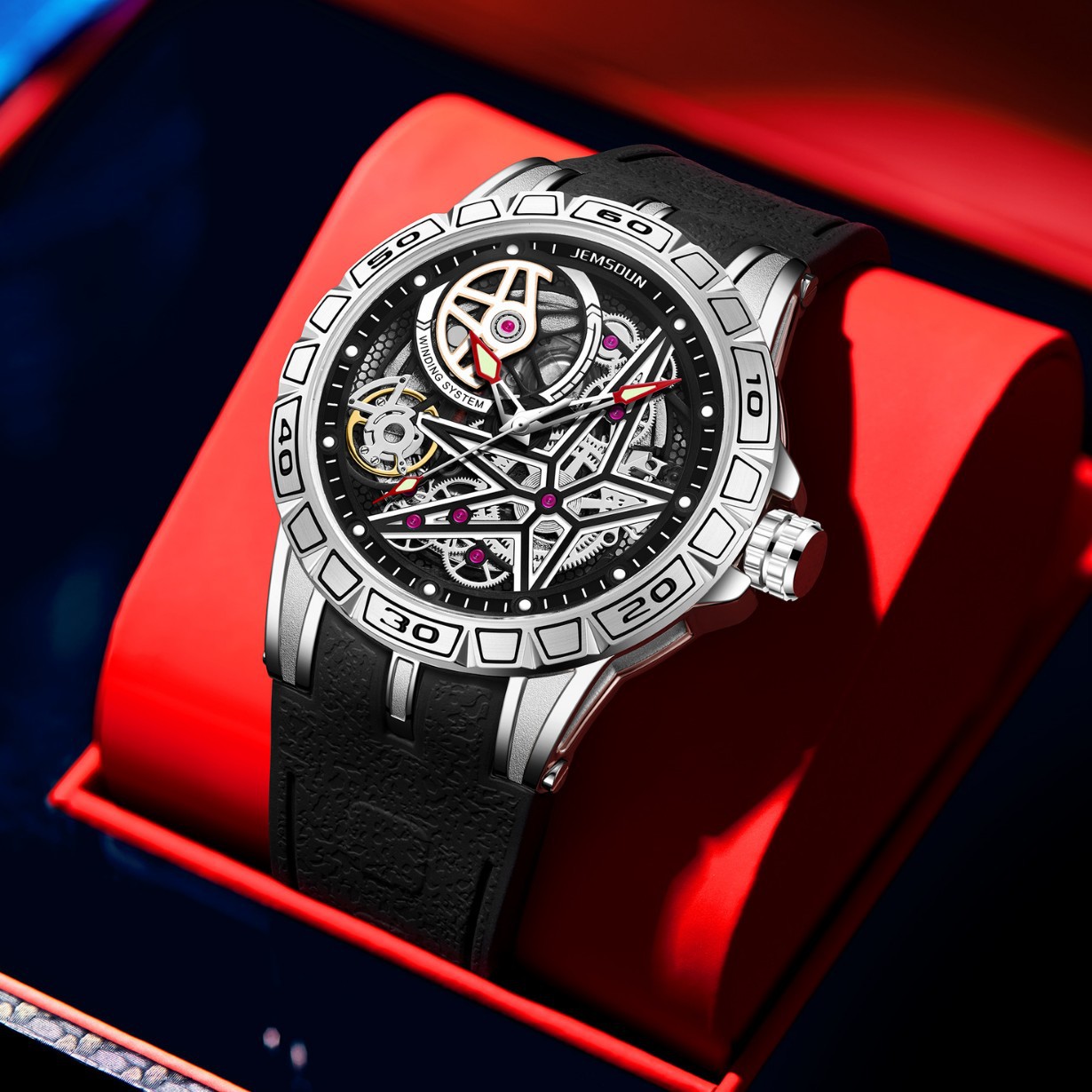 창의적인 3D 쿼츠 시계 남성용 모조 기계식 스켈레톤  - Luxury Watch Engraving 리뷰 및 가격