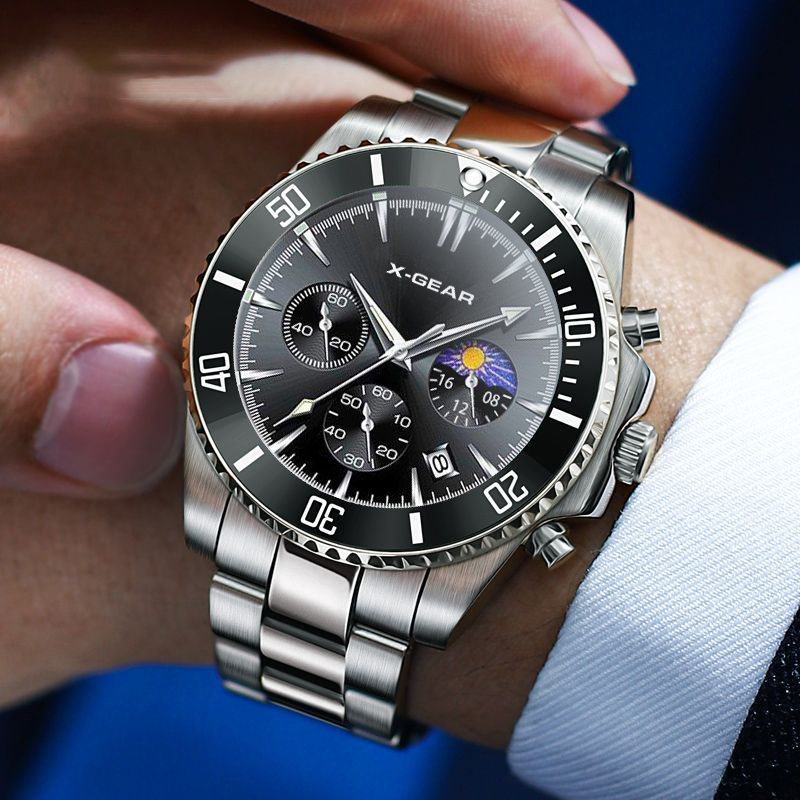 X-GEAR 패션 캘린더 남성용 쿼츠 시계 고급 블랙  - Luxury Watch All Black 리뷰 및 가격