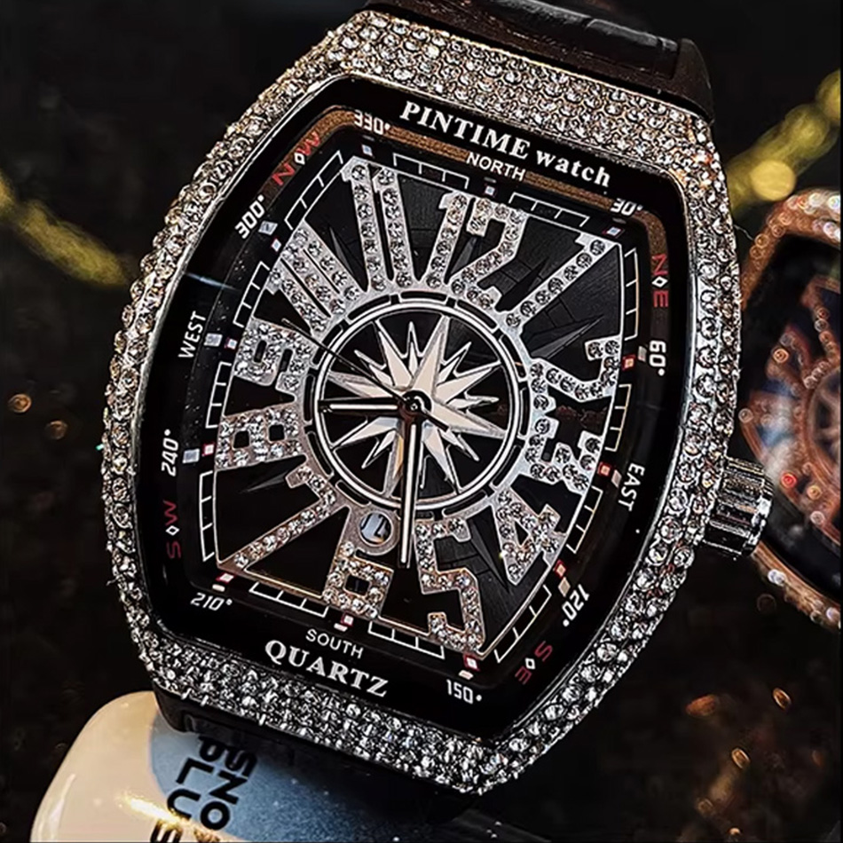 프리미엄 브랜드 명품 다이아몬드 시계 디지털 다이아몬드 - Luxury Watch All Black 리뷰 및 가격