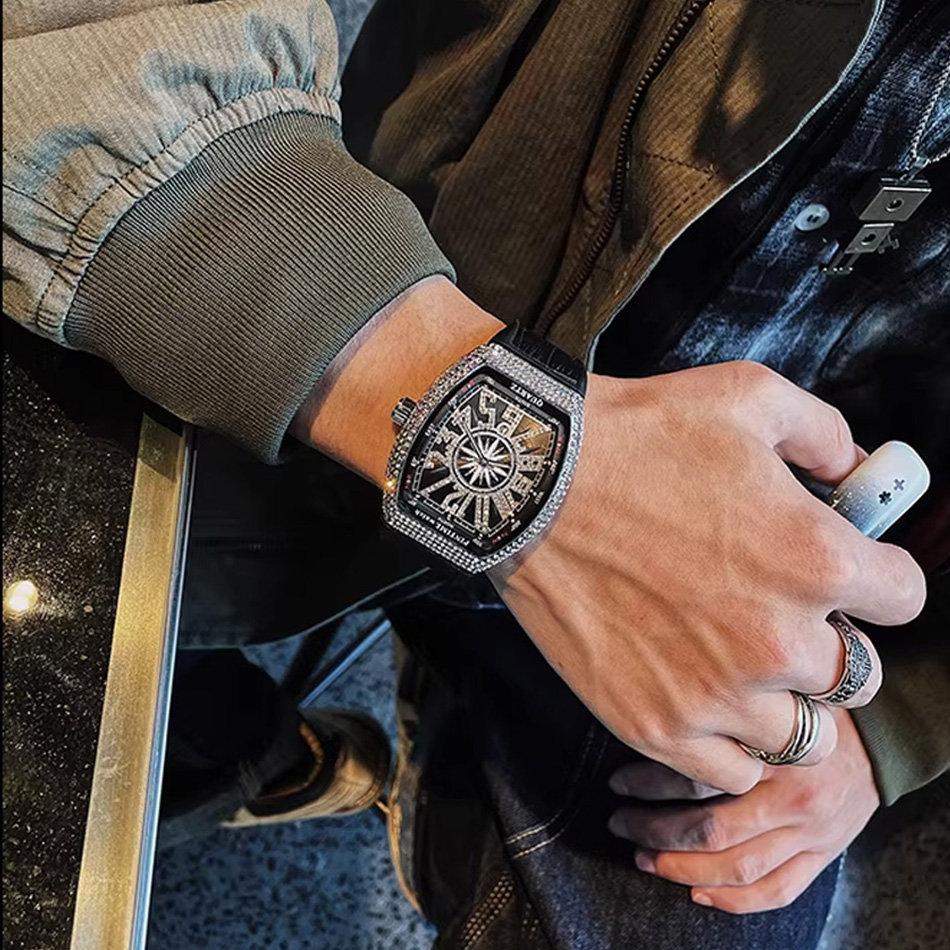 프리미엄 브랜드 명품 다이아몬드 시계 디지털 다이아몬드 - Luxury Watch All Black 리뷰 및 가격