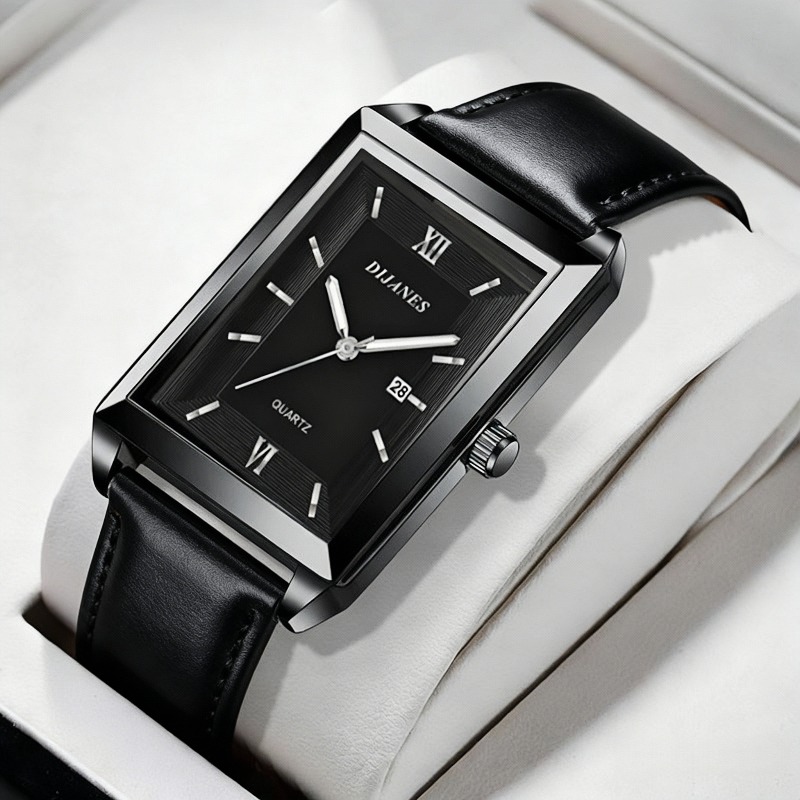 캐주얼 가죽 남성 시계 간단한 사각형 쿼츠 시계 달력  - Dress Watch Ultra Thin 리뷰 및 가격