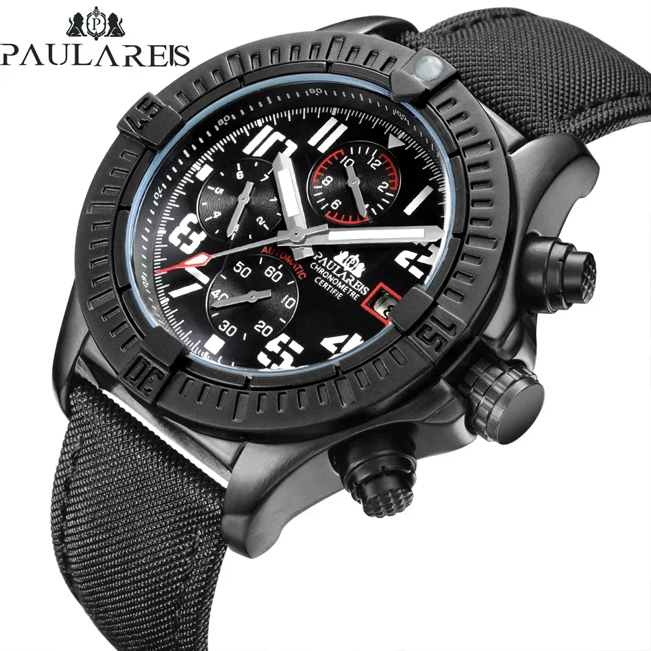자동 남성용 시계 자체 바람 기계식 캔버스 스타일 정품 - Luxury Watch All Black 리뷰 및 가격