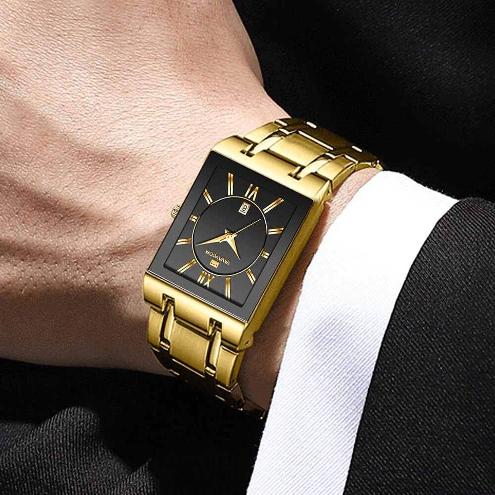 남자 비즈니스 시계 심플한 디자인 럭셔리 패션 직사각형 - Luxury Watch All Black 리뷰 및 가격