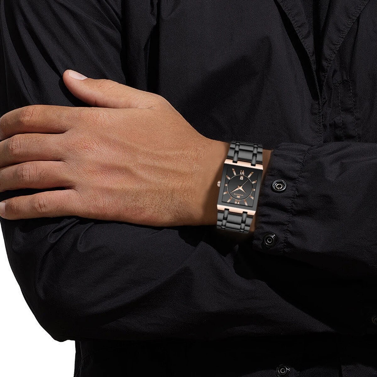 남자 비즈니스 시계 심플한 디자인 럭셔리 패션 직사각형 - Luxury Watch All Black 리뷰 및 가격