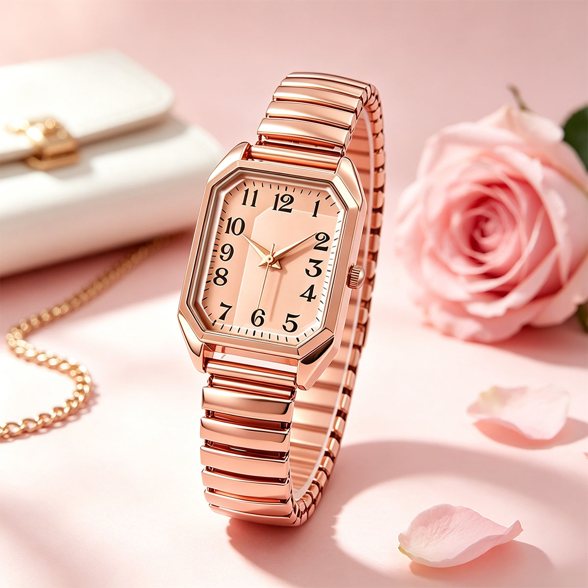 여성용 팔각형 직사각형 쿼츠 시계 투톤 스트레치 메탈  - Luxury Watch Lady 리뷰 및 가격