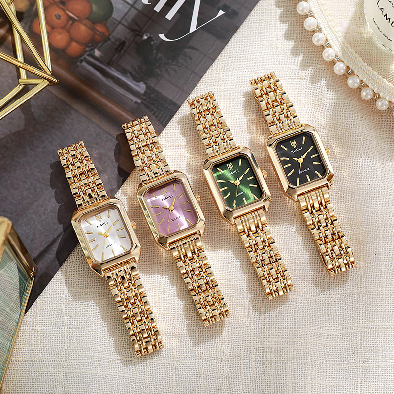 여성용 럭셔리 직사각형 시계, 여성용 스틸 밴드 쿼츠  - Luxury Watch Lady 리뷰 및 가격
