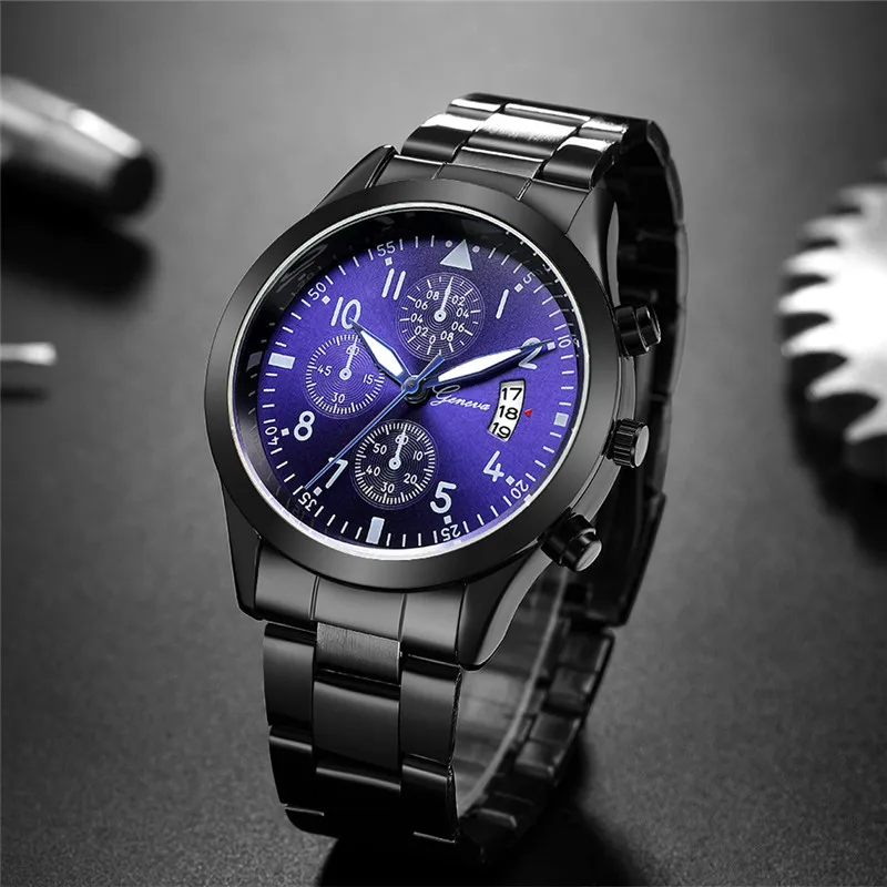 제네바 시계 남성용 럭셔리 시계, 블랙 스테인레스 스틸 - Luxury Watch All Black 리뷰 및 가격